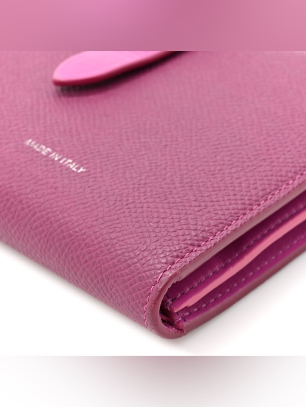 Grained Calfskin Medium Multifunction Strap Wallet Magenta - Picture 9 of 10